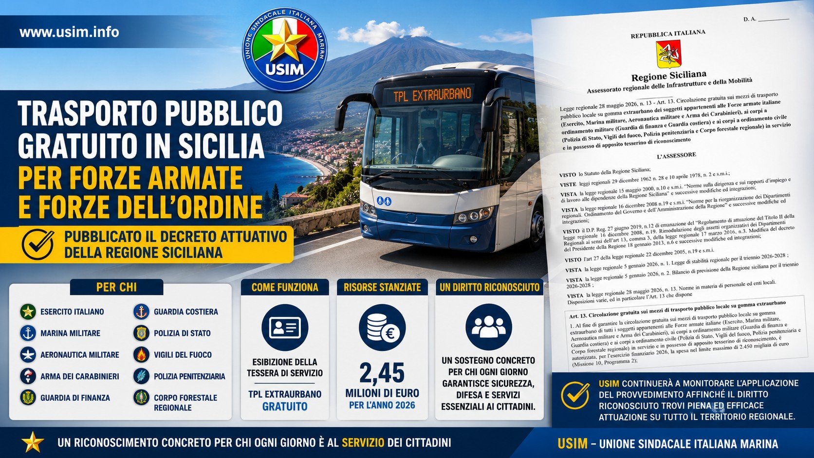 Trasporto pubblico gratuito in Sicilia FF.AA.