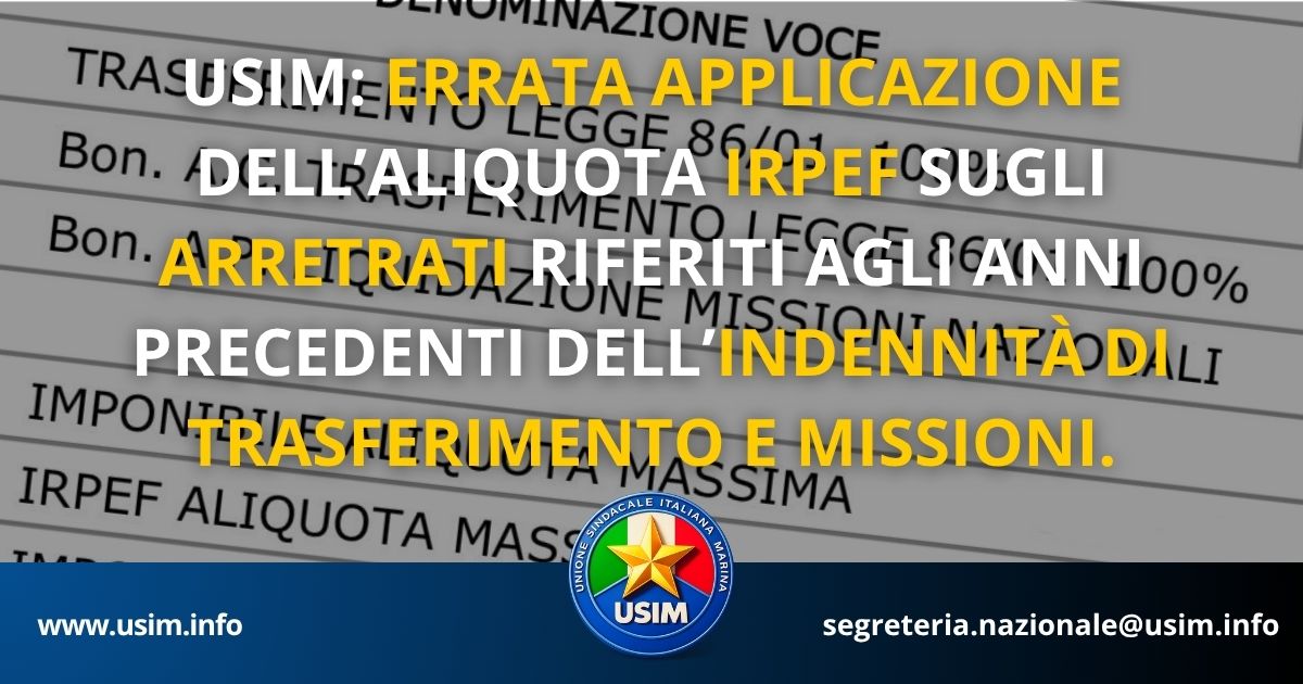 Errata applicazione IRPEF sugli arretrati