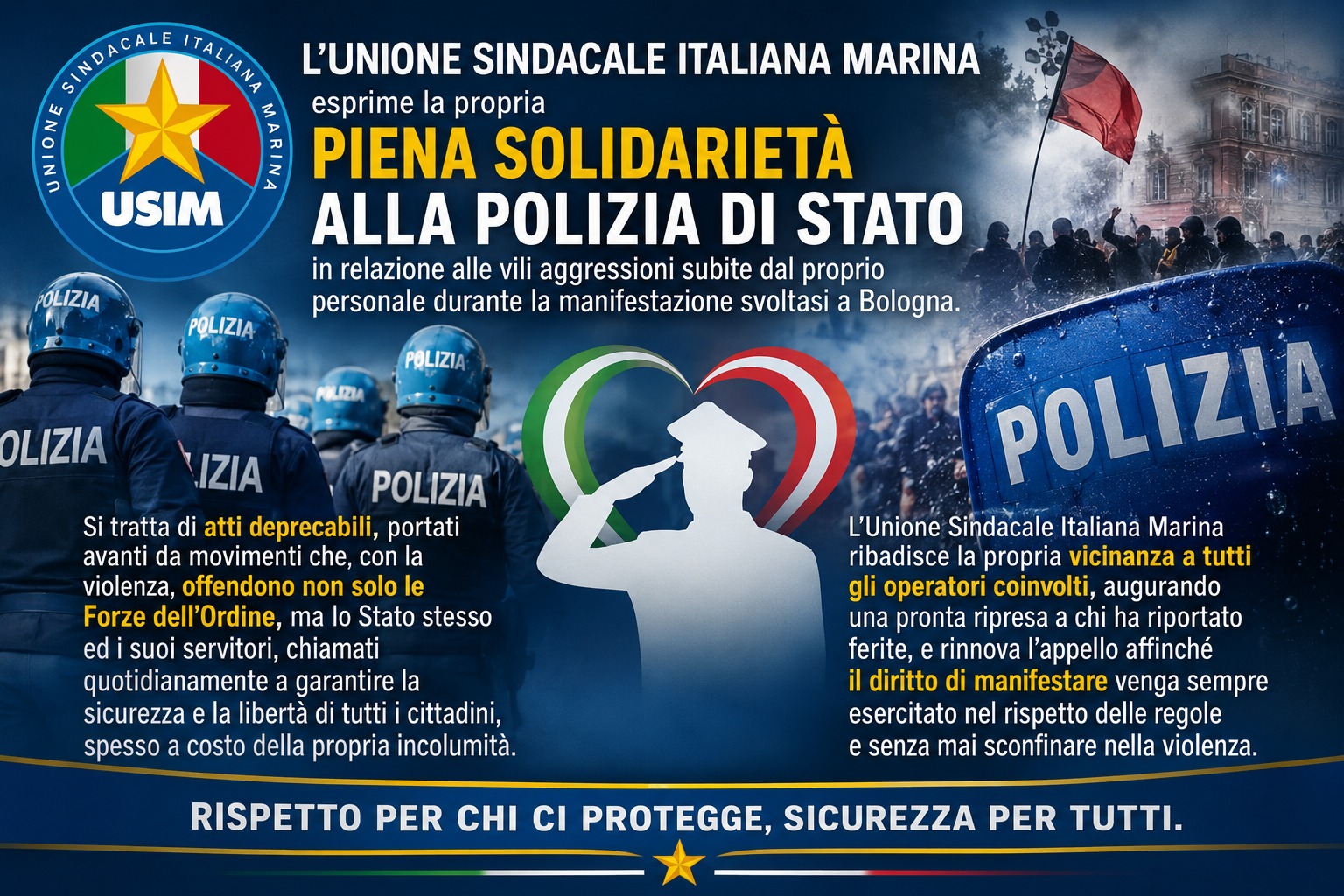 Solidarietà alla Polizia di Stato